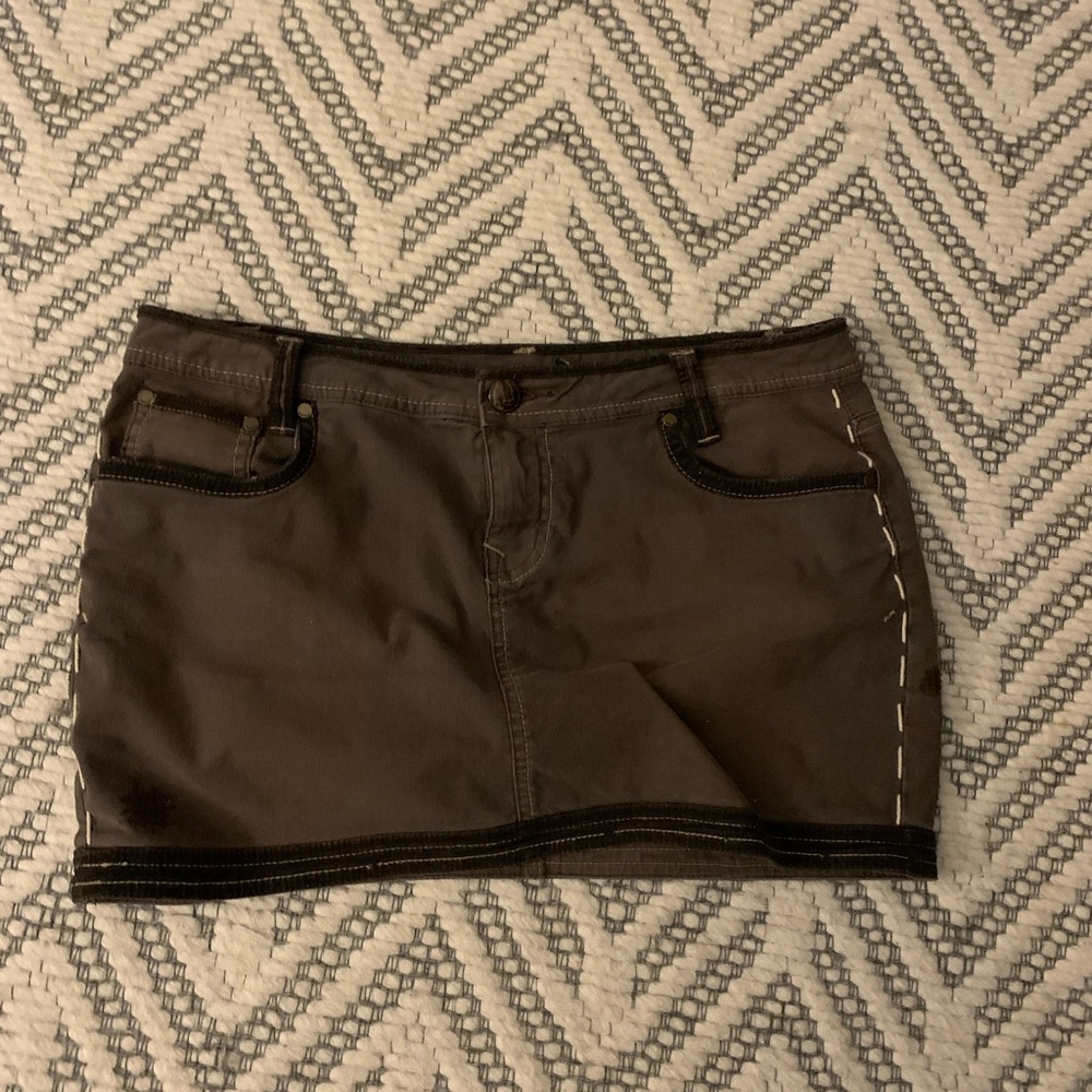 RARE Etro Dark Brown Mini Skirt with Contrast Stitching